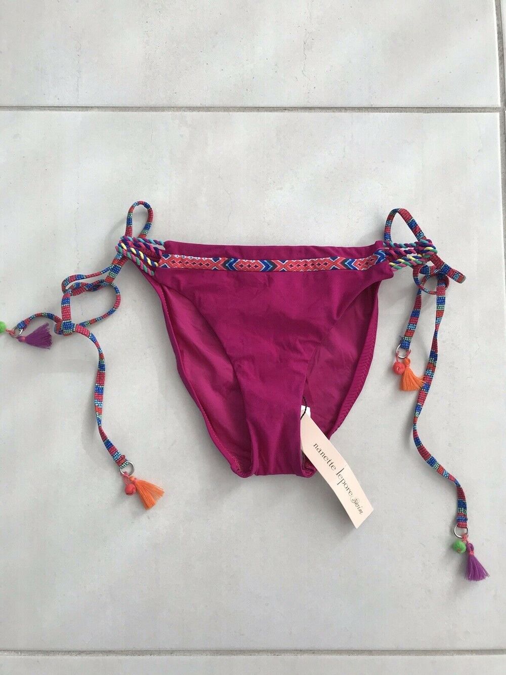 Nanette Lepore Swim Vamp Side Ties Tassel String Bikini Bottom